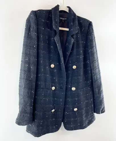 Generation Love Maverick Windowpane Tweed Blazer Jacket Black Small
