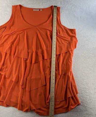 Susan Graver Plus 2X Top Liquid Knit Triple Layer Ruffle Printed A-Line V-Neck