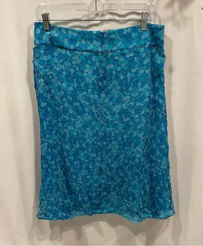 Adrienne Vittadini Gorgeous Y2K blue silk tiles mermaid ruffle skirt midi/mini