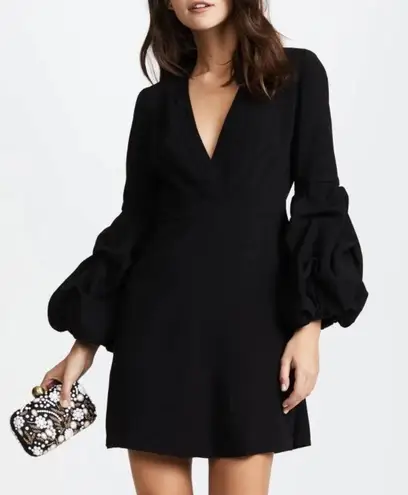 Alexis  Fia Plunging Black Balloon Ruffle Long Sleeve Dress