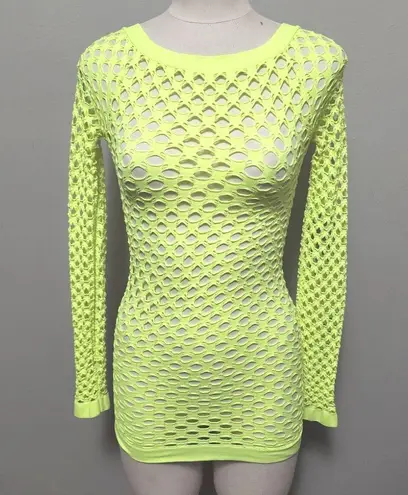 Malibu Sugar neon yellow fishnet long sleeve top one size Size undefined