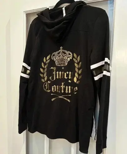 Juicy Couture Vintage  Y2K Queen's Crown Lightweight Hoodie Black Size Medium M