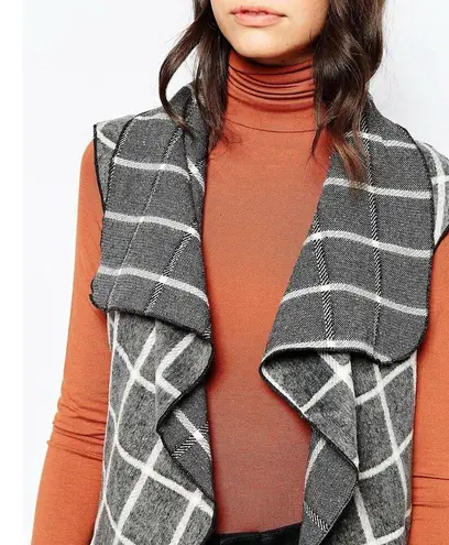 Mela Loves London Sleeveless Wool Blend Brush Woven Checked Gilet Coat One Size Size undefined