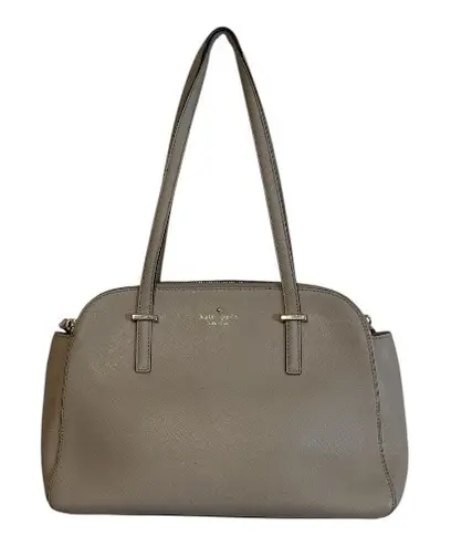 Kate Spade New York Tote Bag Taupe Cow Leather Shoulder Handbag Tan