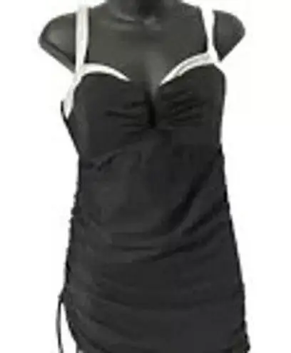 MiracleSuit 12 Black/White shaper Swimsuit Swim Tankini Top Dress Pinup Plunge