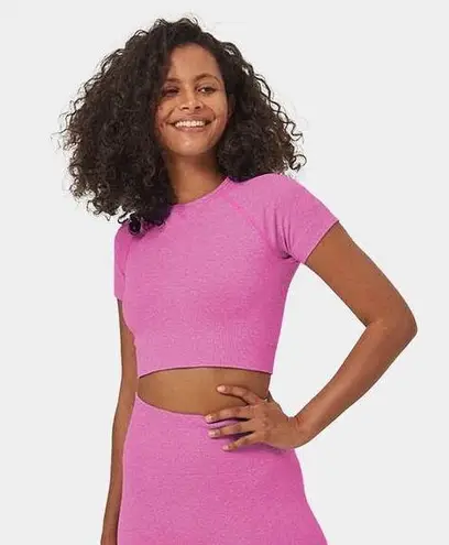 Halara  Pink Seamless Flow Raglan Short Crop Shirt Size Small