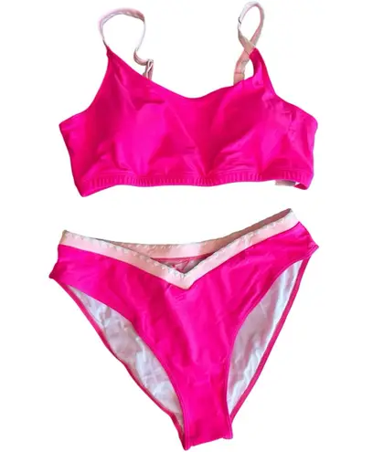 NWT A Image Pink V Waist Sexy Embroidered Bikini Swimsuit Size XL