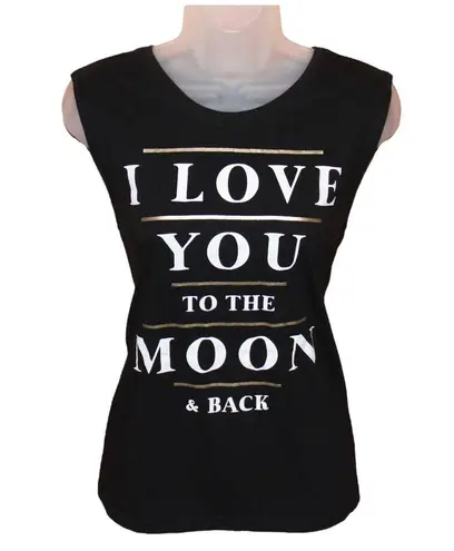 Fifth Sun I love you to the moon and back  shredded back sleeveless tee size L