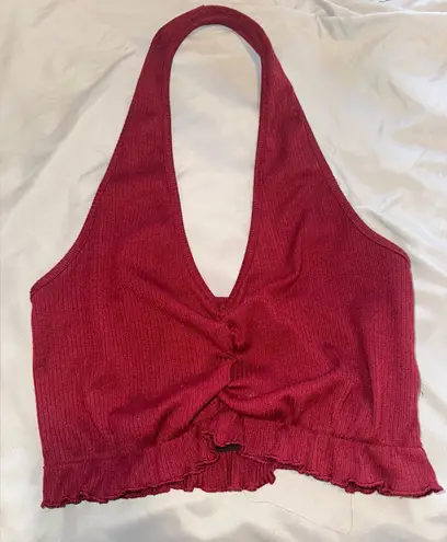 Better Be  Deep Red Maroon Halter Tank Top - Image 1