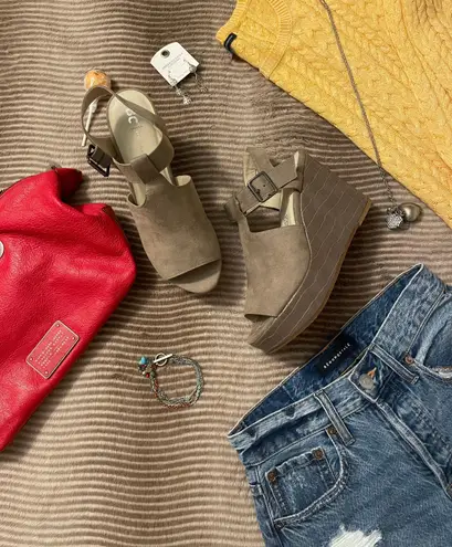 BC Footwear BC Taupe Embossed Faux Snakeskin Platforms