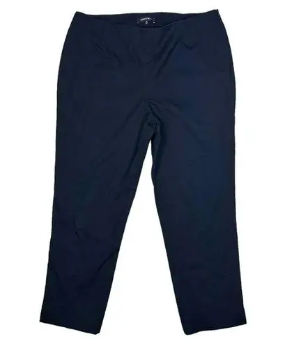 Lafayette 148 NY Size 12 Lexington Ankle Pants Side Zip Cropped Navy Blue Office