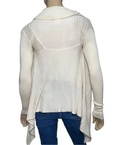 Max Mara Size S Ivory Winter White Horizontal Knit Open Sweater Cardigan