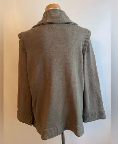 Barbara Wells Studio Pittsburgh Green Brown Zip Knit Cardigan Collar Pockets XL