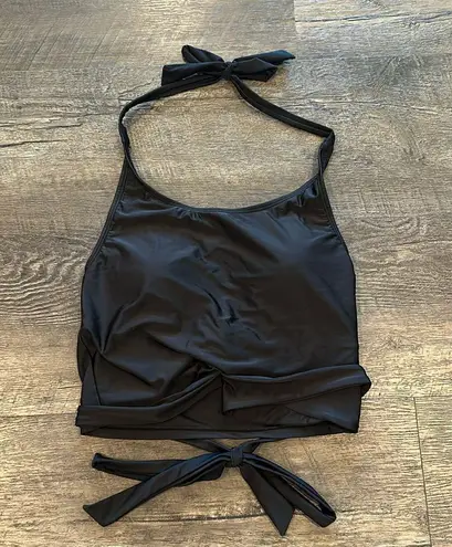 Coral Reef Medium Racha Black Halter Tie Bikini Top NWOT