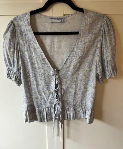 Sophie Rue Women’s NWOT Front Tie Puff Short Sleeve Floral Cottage Size S