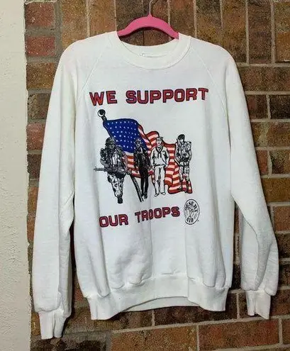 Jerzees Vintage we support our troops veteran military sweatshirt