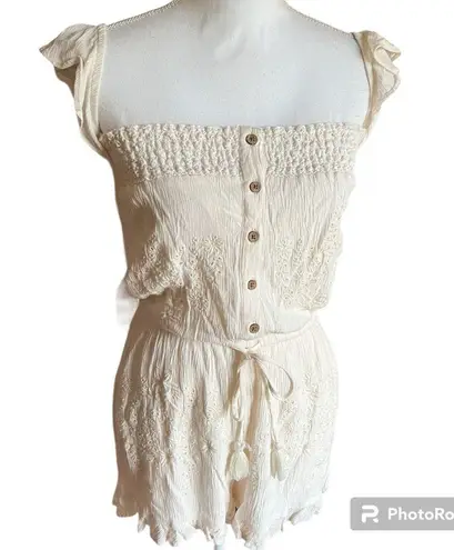 American Eagle  Eyelet Off The Shoulder Flutter Sleeve Romper- Size Small