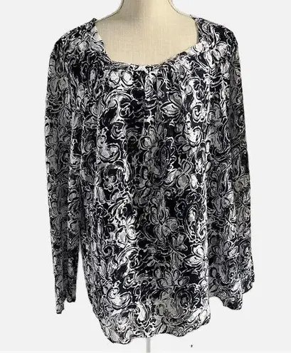 cj banks Black and White Paisley Lace Blouse Women’s Plus Size 1X