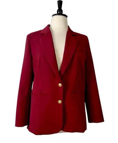 PRETTYGARDEN New Blazer 2 Button Pockets Notch Lapel Cranberry Red Women’s XL