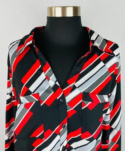 Relativity  Abstract Print Button Down Top 2X