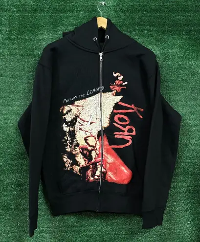 Korn Follow The Leader Nu Metal Band Zip-Up Hoodie Size Large