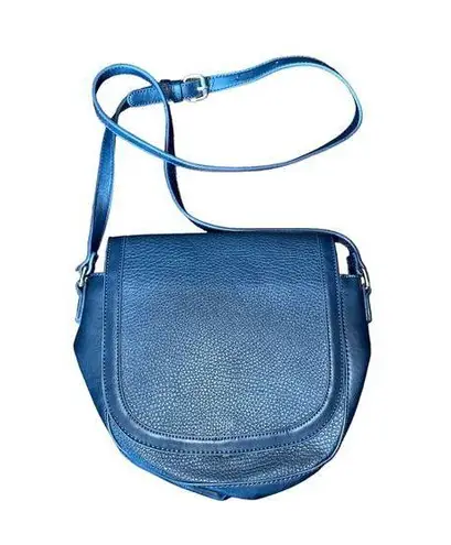 Sole Society Nordstrom Vegan Leather Flap Front Crossbody Saddle Bag Purse Blue