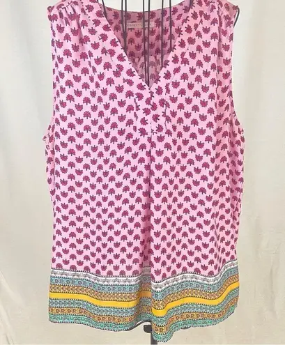 Violet+Claire Pink Mixed Print Boho Sleeveless Blouse Feminine Girly Gypsy