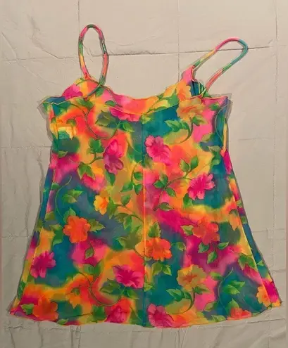 Vintage sheer floral bathing suit cover top Size L