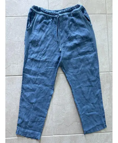 Kaktus Pants Womens Large Blue Linen Italy Lagenlook Boho Coastal Beachy Capsule