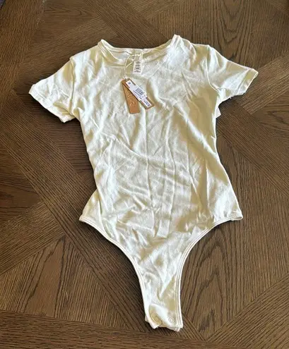 SKIMS Stretch Cotton Jersey T-Shirt Bodysuit, LIMITED EDITION BONE, BN, XXS, $62