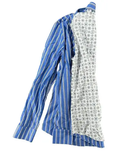 Harvey Faircloth Women's Button Down Boyfriend Shirt Striped Paisley Size 6 Boho Blue