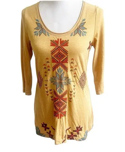 Johnny Was JWLA Tunic Top Women Size S Embroidered Southwest Aztec Boho Western