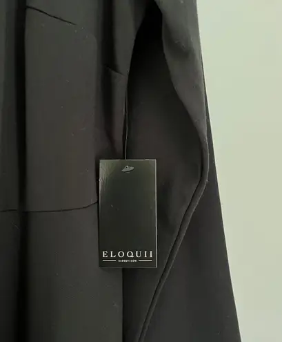 Eloquii NWT Knee Length Open Shoulder Long Sleeve A Line Dress Black Size 16