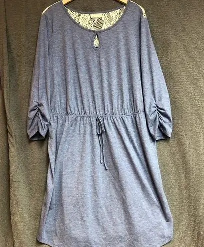 Bobbie & Brooks Bobbie Brooks 3X Light heather blue dress with keyhole, front and lace on back