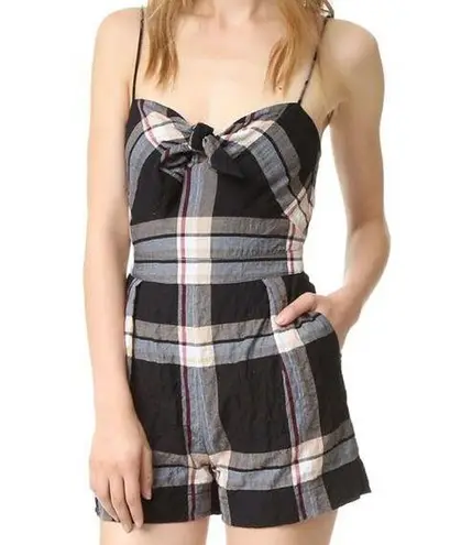 Club Monaco Women's Abani Black Plaid Sleeveless Romper - Size 2 - Twee Preppy