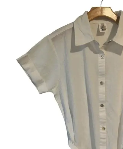 Becca Swim Cover Womens Large White Maxi Button Up Waist Tie Cabana Cover-Up NEW