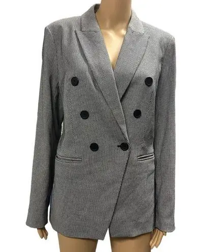 Nine West  Houndstooth Double Breasted Blazer Suit Jacket One Button Womens M