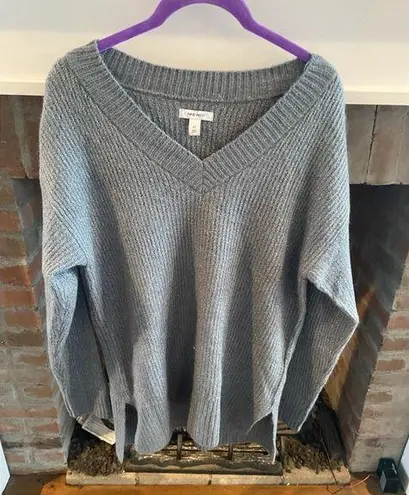 Nine West  Deep V Neck Sweater Blue with Metallic Threading size Medium