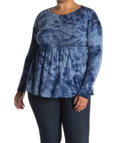 Baea Peplum Tunic Navy Tie Dye Top Sweatshirt Size L NWT $88 Size L