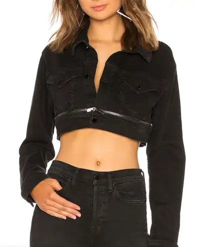 Cotton Citizen Super Cropped Zippered Denim Jacket Sz Small