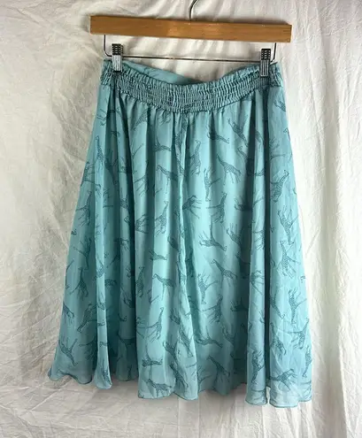 Final Touch Blue Giraffe Print Midi Skirt SIze Medium