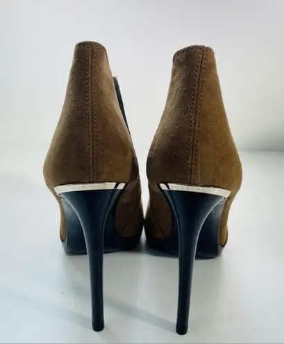 Burberry  brown suede peep toe ankle booties