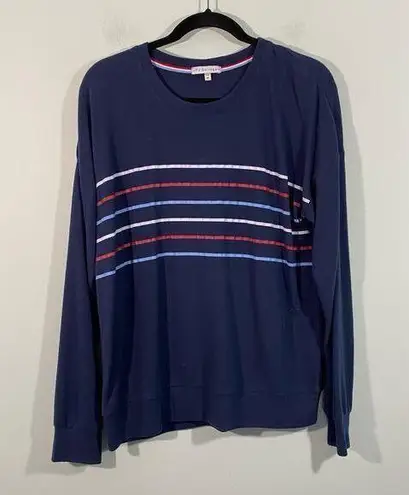 P.J. Salvage Women's Navy Striped Pullover Sleep Top Size M