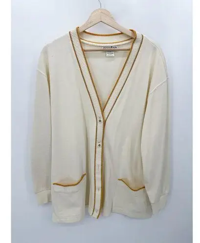 Eccotoo Womens Cream Knit Cardigan Sweater Size 2X Academia Preppy Quiet Luxury Brown