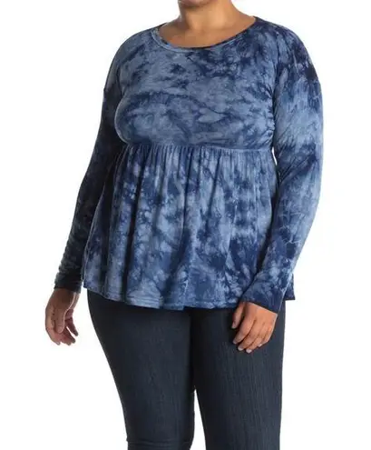 Baea Peplum Tunic Navy Tie Dye Top Sweatshirt Size L NWT $88 Size L