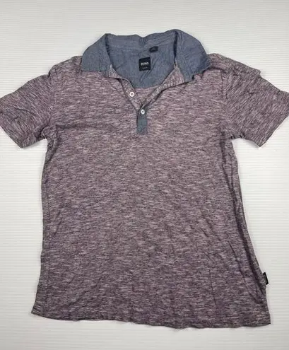 Hugo Boss Slim Fit Heathered Polo Shirt with Chambray Collar women's M