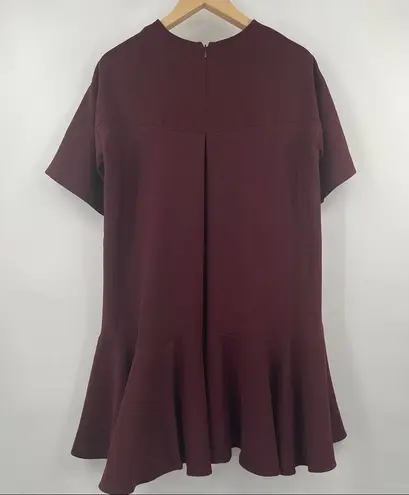 French Connection  Dress Maroon Swing Flutter Hem Burgundy Cocktail Size US6