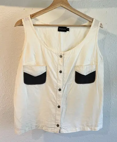 Hanna Dorothy Cream Utility Made in Canada Handmade Tencel Tank Top Size 6 White