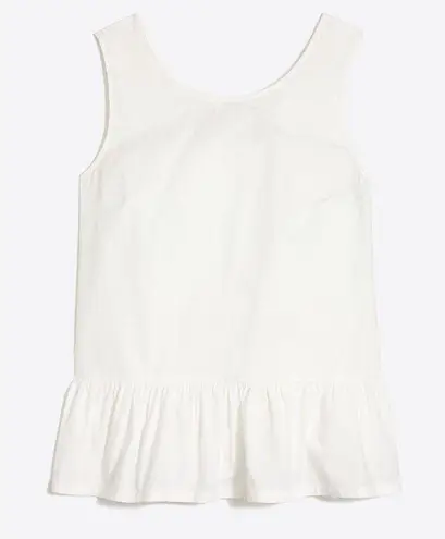 J.Crew  Bow-Back Peplum Tank Top White XXS Preppy Work Profession Business Casual