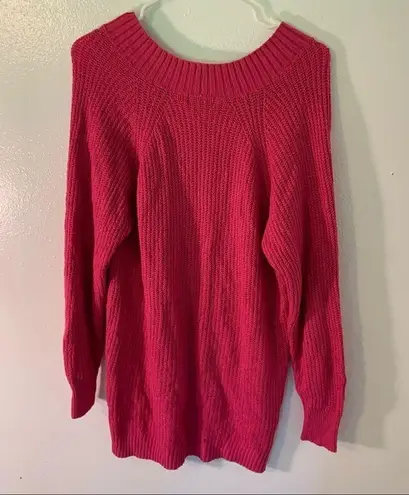 a.n.a . V-Neck High Low Sweater Catalina Hot Pink